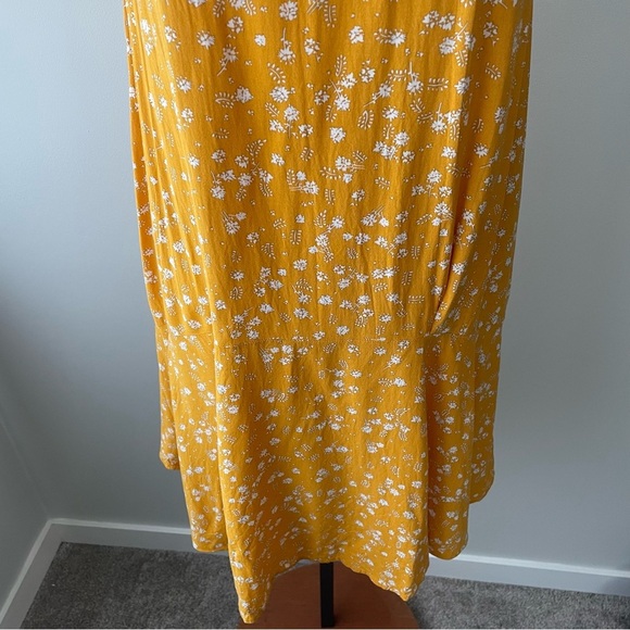 Ichi Mustard Yellow Floral Sleeveless Tank Midi Dress Drop Waist Size 38 - Picture 4 of 9